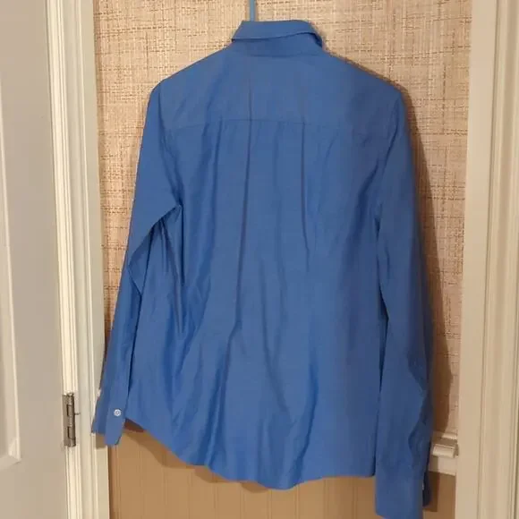 Eddie Bauer Blue Cotton Stretch Wrinkle Resistant Button Down Shirt Women's Sz M - Picture 3 of 8